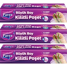 Kilitli Buzdolabı Poşet Büyük Boy 12'li 26 X 28 Cm Üçlü Set