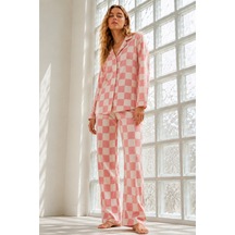 Kadın Regular Bürümcük Pembe Pijama Takımı
