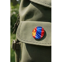 Moğolistan Mongolia Abstract Ülke Bayraklı Buton Rozet - 44 MM 5 Adet Çok Renkli