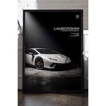 Lamborghini Huracan Siyah Ahşap Çerçeveli Poster, Dekoratif Araba Duvar Tablosu
