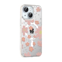 Joko Apple İphone 14 Floral Magsafe Kapak - Pembe 0.2M-Çok Renkli