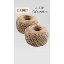 2 Adet Hasır Jüt İp 100 Metre Doğal Jüt İp - Keten İpi, Hasır İp, Halat İp, Çuval İpi Süsleme İpi 25 Diğer