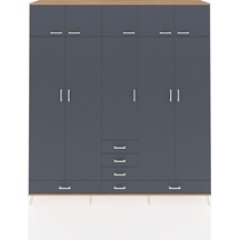 Hyperion Dolap 6 Raflı 6 Çekmeceli 4 Askılı 220x44x243 Çam-antrasit/antrasit Antrasıt/antrasıt