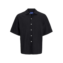 Jack & Jones Jack Jones Erkek Geniş Kesim Keten Gömlek 12271066 Siyah