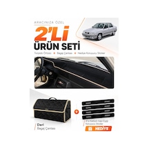 E-biz Renault 9 Broadway 1985-2000 Uyumlu Torpido Örtüsü + Deri Bagaj Çantası - Siyah-bej - Re003