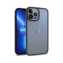 Apple Uyumlu iPhone 13 Pro Max Metal Kamera Korumalı Arkası Şeffaf Silikon Kılıf - Kırmızı