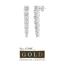 Beyaz Altın Sertifikalı Premium Created Taşlı Sallantılı Küpe Beyaz Altın