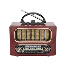 Orta Boy Retro Ahşap Tasarım Bluetooth Hoparlörlü Radyo Fm/am Destekli, Şarjlı Ve Taşınabiliri Radyo Ns-6636 5570