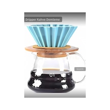 Ahşap Standlı Dripper Turkuaz Renk