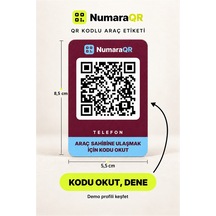 Qr Kodlu Numaratör Araç Ve Motosiklet İçin Qr Etiket Park Numaratörü 8,5x5,5 Cm Bordo Numaraqr
