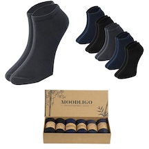 Moodligo Kadın 6'lı Premium Bambu 2 Siyah 2 Füme 2 Lacivert Patik Çorap