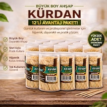 Kürdan Büyük Boy Ahşap Kürdan Hijyenik Paket Tek Kullanımlık Dayanıklı Kürdan Seti 12 Adet