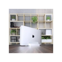 Ergonomik Dikey Laptop Standı, Metal Tasarım, Alüminyum Gümüş 1