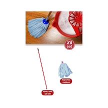 Standart Mop Temizlik Kovalarıyla Uyumlu Sap Ve Paspas Seti, 120cm Vidalı Metal Sap + Papatya Paspas