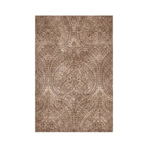 Kartela Halı Paisley Halı Kaymaz Taban Makinede Yıkanabilir Halı Kahverengi - 60 X 90 Cm