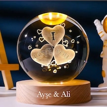 İsme Özel Büyük Boy Sevgiliye Özel I Love You Kalpli Cam Küre 8cm