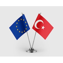 Avrupa Birliği Bayrağı Türk Bayrağı İkili Saten Masa Bayrağı Takımı Diğer