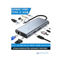 11 In 1 Type-c To Usb Hub Port Uyumlu Adaptör Hdmı 4x Usb Lan Vga Sd Card Çevirici Çoklayıcı