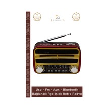 Radyo Nostaljik Radyo Çift Hoparlörlü Bluetooth Usb Tf Card Girişli Mp3 Player Müzik Kutusu