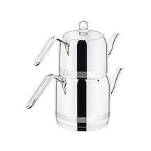 Evimsaray Zümrüt Mini Boy Çaydanlık Takımı Sade Çelik