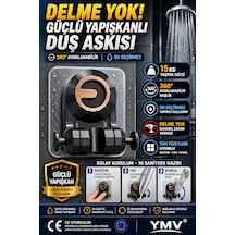 Ymv Yapışkanlı Duş Başlığı Askısı Mafsallı Ayarlanabilir Duş Tutacağı Delme Gerektirmeyen Güçlü Duvar Aparatı Gri