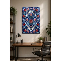 Osmanlı Çini Desenli Baskılı Cam Tablo Nar Ve Lale Motifli Uv Baskı Duvar Dekoru