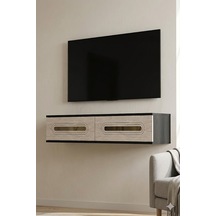 Tda1220atg Rany Duvara Montaj Tv Sehpası Antrasit-traverten-gold 120cm