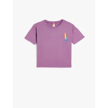 Koton Stitch Tişört Lisanslı Kısa Kollu Bisiklet Yaka Pamuklu Mor 4smb10416tk Mor