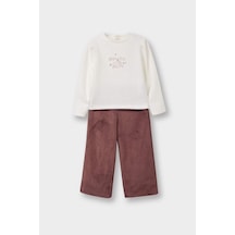 Defacto Kız Bebek 2li Takım Baskılı Sweatshirt Süet Pantolon G5713a525wnpn324 Pembe-pn324