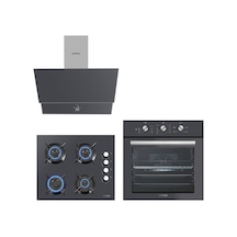 Kumtel B66-SF2 MT - KO-40 TAHDF - DA6-830 Kristal Antrasit Cam Ankastre Set