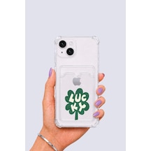 Apple iPhone Uyumlu 14 Kartlıklı Lucky Yonca Desenli Kılıf