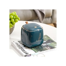 Koyu Yeşil Kapaklı Mini Masaüstü Çöp Sepeti, Küçük Ofis Tezgahı Çöp Kovası, Minik Plastik Çöp Kutusu, Beyaz, Yeşil Koyu Yeşil