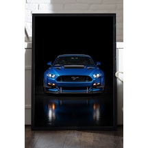 Ford Mustang Shelby Super Snake Siyah Ahşap Çerçeveli Poster, Dekoratif Araba Duvar Tablosu