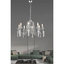 Kontes 8'li Klasik Salon Oturma Odası Avize 5889-n12-7z-cs Krom