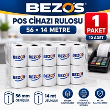 Termal Pos Cihazı Rulosu 56 Mm X 14 M - 10 Adet 1 Paket Yazar Kasa Slip Rulosu