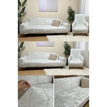 Bibaha Kadife Lastikli 3 3 1 1 Koltuk Örtüsü Takımı Kanepe Kılıfı Çekyat Örtüsü Kılıfı Krem 180 X 230 Diğer