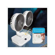 Masaüstü Otomatik Salınımlı Vantilatör Şarjlı Led Işıklı 360 Derece Ayarlanabilir Askılı Fan