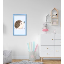 Bk Home Sevimli Kirpi Tasarımlı Dekoratif Mavi Ahşap Çerçeveli Ço (551087411)