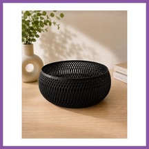 Bezos 3d Baskı Dekoratif Meyve Sepeti - Modern File Desenli Masaüstü Sunum Kasesi-siyah Bzoshb