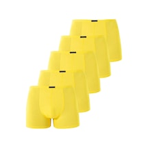 Marivento Premium Yaş Hareket Yumuşak Erkek İnce Bel Lastikli Bambu Boxer Sarı 5'li Paket