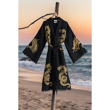 Varol Organik %100 Pamuk Kimono Yaka Sabalık Bornoz - Viserion Sarı
