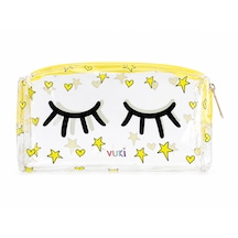 Vuki Kirpik Desenli Şeffaf Kalemlik Çocuk Kalem Kutusu Pvc Makyaj Ve Kozmetik Çantası 18x9x6 Cm Çok Renkli