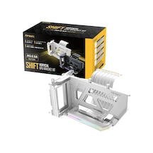 Pcıe 5.0 Gpu Yükseltici Kablo, Rgb Ayarlanabilir Dikey Gpu Braketi, Pcı Express, Gümüş/beyaz