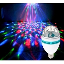 Renkli 360 Derece Dönen E27 Duy Işıklı Disco Led Ampul Lamba