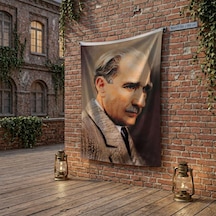 Sivil Gazi Mustafa Kemal Atatürk Yan Portre Poster Bayrak Raşel Kumaş 100x150 Cm Ata8 Diğer