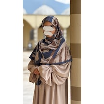 Qalortex Scarf Pamuklu Soft Âmine Desen Eşarp-indigo/kahve İndigo/kahve