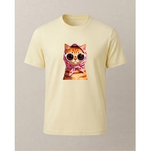 Başörtülü Sarı Kedi -sarman- Baskılı T-shirt