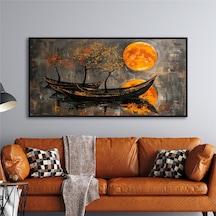 Yağlı Boya Dokulu Tablo Modern Güneş Ve Gondollar Siyah Çerçeveli U06020-178985