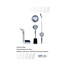 Boy Ölçerli Mekanik Baskül 160kg Geniş Platform-125482 Beyaz - Pembe