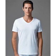 Eros Ers039 Erkek V Yaka T-Shirt Atlet (Ikili Paket) - Beyaz